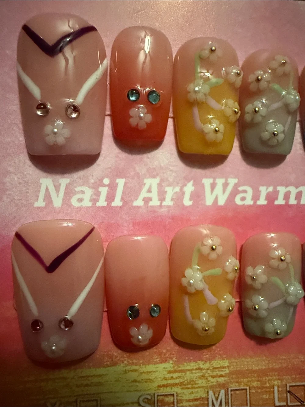 Multicolor Floral handmade acrylic Press-On Nails
